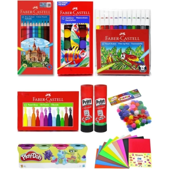 Anı Ofis Kırtasiye Okul Öncesi Kırtasiye Seti Kuru Boya Sulu Boya Keçeli Kalem Pastel Boya Pritt Ponpon Oyun Hamuru Ev ürün görseli 1