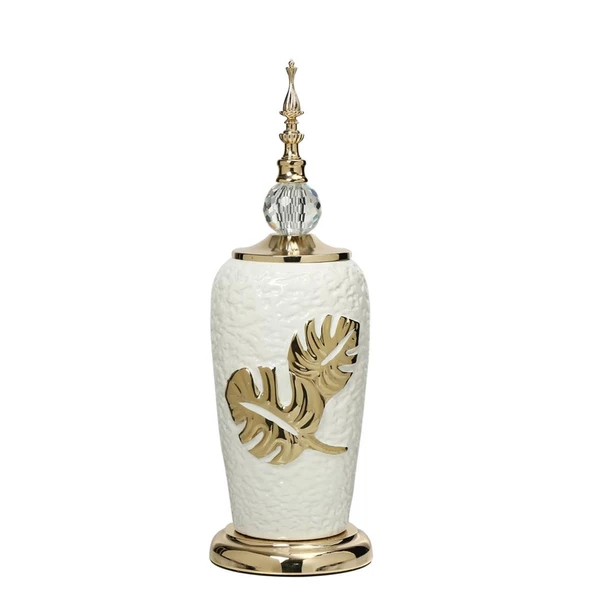 Vitale Yakut Silver Kapaklı Gold Vazo 15x15x43 cm AK.JE0176 ürün görseli 1