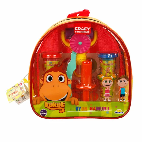 Crafy Kukuli Sırt Çantalı Oyun Hamuru Seti 200 g 18 Parça 24669 Turuncu Çanta ürün görseli 1
