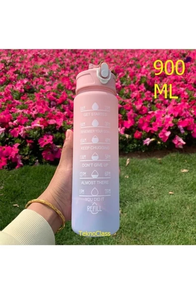 Motivasyonel Su Matarası Su Şişesi Suluk 900 ml Tritan Spor Salonu Su Şişesi Bpa İçermez Suluk ürün görseli 1