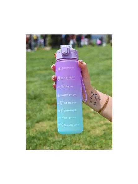 900 ml Pipetli Motivasyonel Su Matarası Motive Edici Suluk Motivasyon Matarası ürün görseli 1