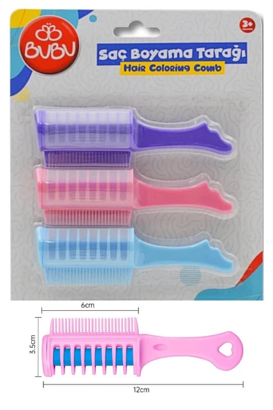 Saç Boyama Tarağı 3 lü 1 Paket Bubu Saç Boyama Tarak Pembe Mor ve Pembe Parlak Renkler Uygulaması Kolay ürün görseli 1
