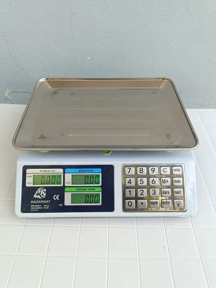 40 KG PİLLİ VE ŞARJLI-FİYAT HESAPLAMALI VE TERAZİ-METAL PANEL TARTI-2 YIL GARANTİLİ ürün görseli 1