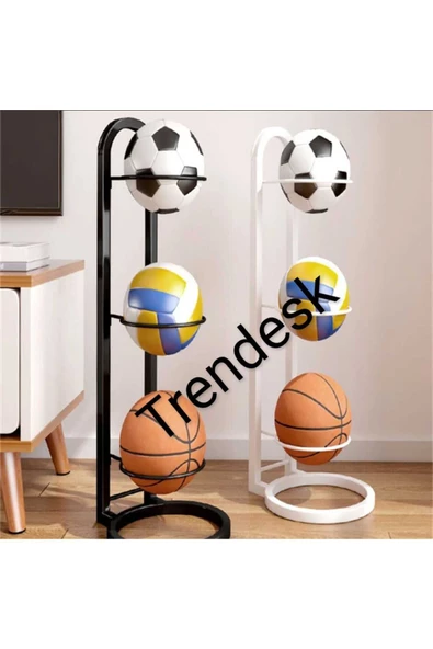TRENDESK Metal Siyah /Beyaz Futbol Top Standı ,Basketbol Top Standı 90 CM ürün görseli 1