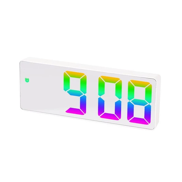 RGB Renkli LED Ayna Tasarımlı Dekoratif Dijital Saat ürün görseli 1