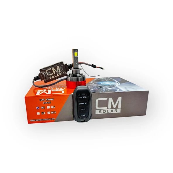 CMSOLAR Flash White Seri H1 Led Far Ampulü Çakarlı Kumandalı 50-75-100W 15.000 Lümen 6500K Beyaz Işık ürün görseli 1