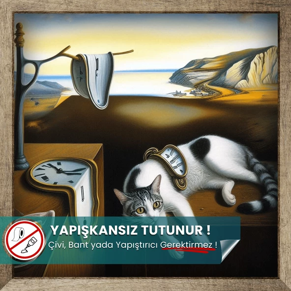 Belleğin Azmi, Salvador Dali Kedi Posteri, Yüksek Çözünürlüklü Akıllı Kağıt Poster, Eşsiz Tasarım ürün görseli 1