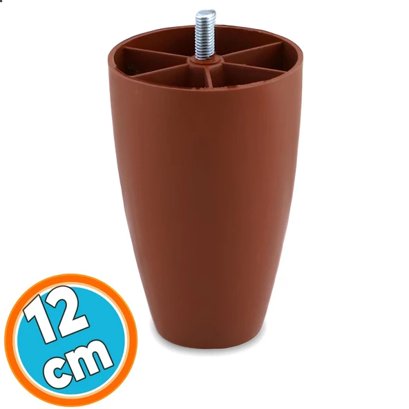 Mobilya Yükseltici Sehpa Kanepe Ünite Koltuk Ayağı Baza Ayakları Kahverengi Oval Plastik Ayak 12 cm ürün görseli 1