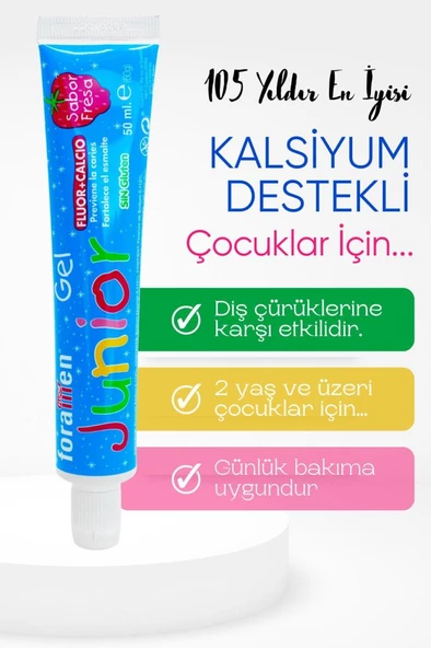 Foramen Çocuklar Için Çilek Aromalı Kalsiyum Destekli Çürüme Karşıtı Diş Macunu 50 Ml/60 gr ürün görseli 1