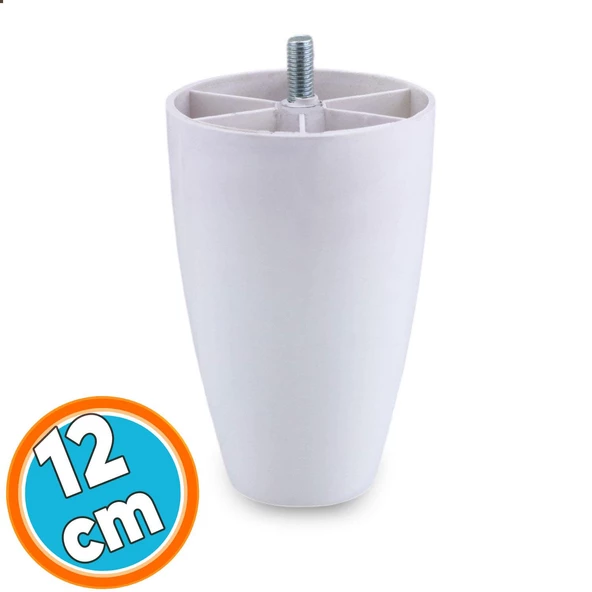 Mobilya Yükseltici Sehpa Kanepe TV Ünitesi Koltuk Ayağı Baza Ayakları Beyaz Oval Plastik Ayak 12 cm ürün görseli 1