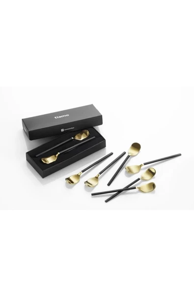 Tür züccaciyeTiamo Amor 6'lı Çay Kaşığı (black Gold Altın) Çelik ürün görseli 1