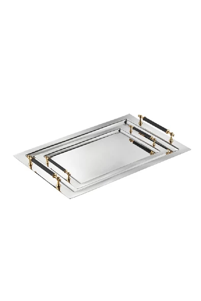 Tür züccaciyeTiamo Alone Çelik Paslanmaz Perlin 2'Li Çay Tepsi Black-Gold ürün görseli 1