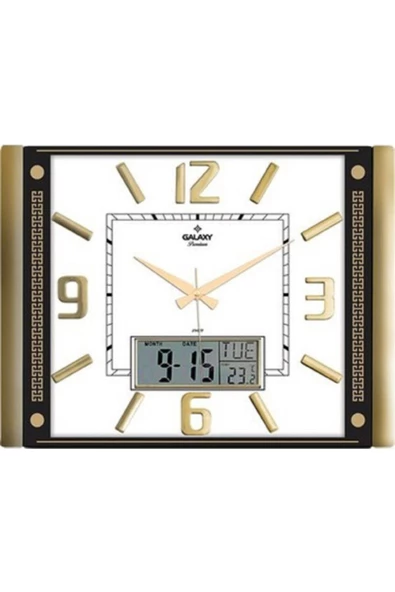 Galaxy Gold  Premium Termometreli ve Takvimli Duvar Saati T-711-g ürün görseli 1