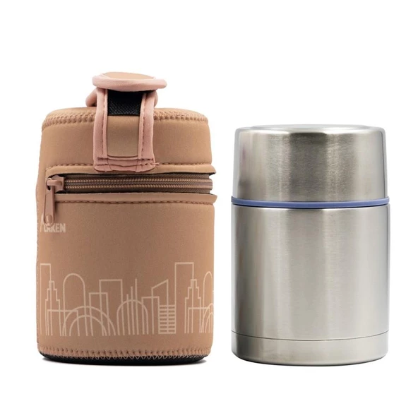 Laken Paslanmaz Çelik Termo Besin Saklama Kabı 0,5L + İzolasyon Kılıflı - DRINKLIFE CITY   DLP5C ürün görseli 1