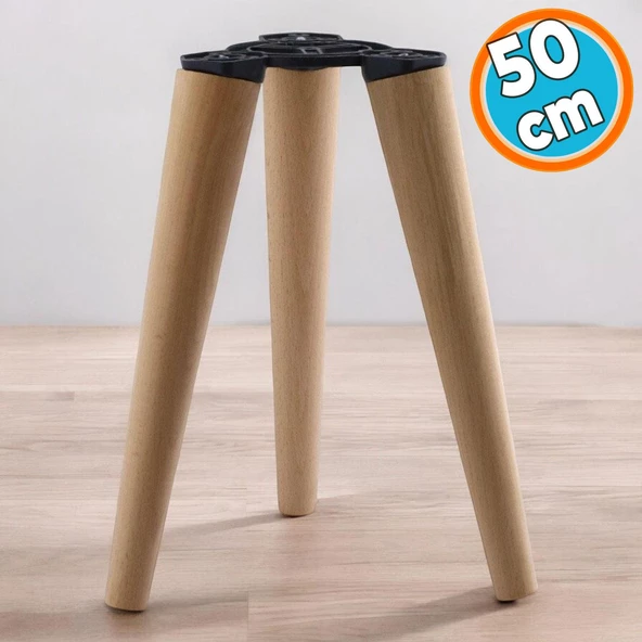 50 cm Ahşap Sehpa 3'lü Ayak Takımı Zigon Puf Tabure Ayağı Masa Ayakları 50 cm Bağlantı Aparatı Dahil ürün görseli 1