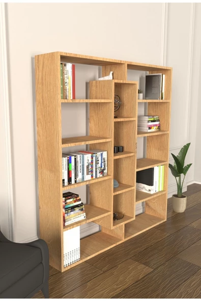 Mirobi Kiola 14 Bölmeli Dekoratif Açık Tasarım Kitaplık Modern Kitaplık Çam ürün görseli 1