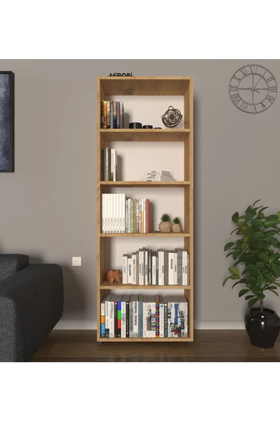 Mirobi Modern 5 Raflı Kitaplık Dekoratif Kitaplık Çam ürün görseli 1