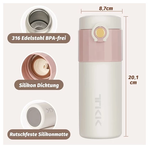 Vagon Life Çerlik Termos 450Ml Krem-Pembe ürün görseli 1