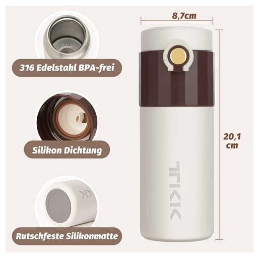 Vagon Life Çerlik Termos 450Ml Krem-Ceviz ürün görseli 1