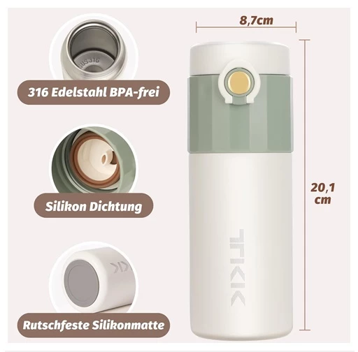 Vagon Life Çerlik Termos 450Ml Krem-Yeşil ürün görseli 1