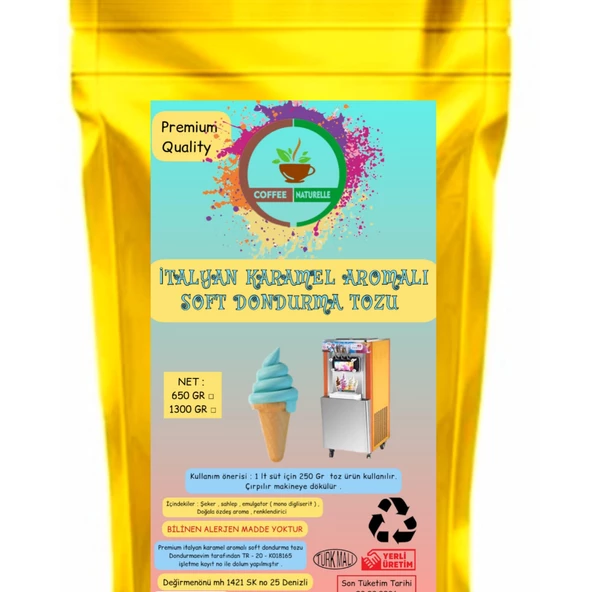 İtalyan Karamel Aromalı Soft Dondurma Tozu 1300 gr ürün görseli 1