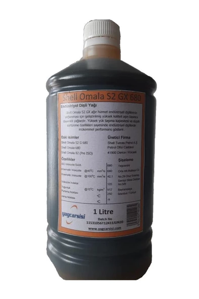 AÇIK-SHELL OMALA S2 GX 680 DİŞLİ YAĞI - 1 LİTRE ürün görseli 1