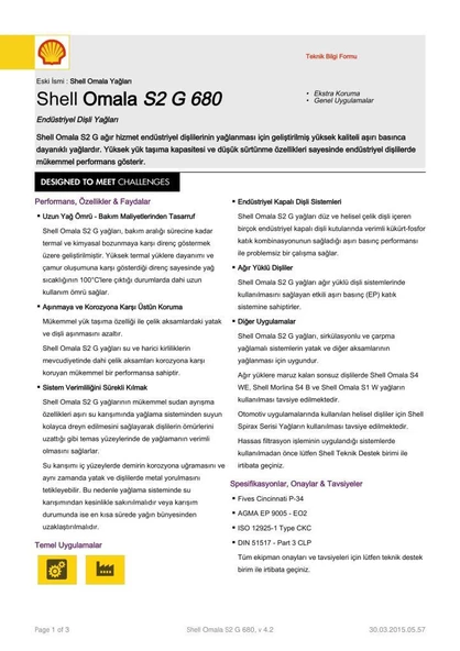 AÇIK-SHELL OMALA S2 GX 680 DİŞLİ YAĞI - 1 LİTRE - Resim 2