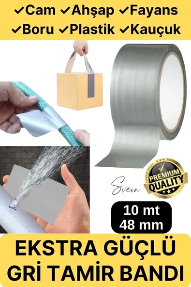 Çok Amaçlı Su Geçirmez Sızdırmaz Dayanıklı Izole Gri Tamir Bandı 48 Mm 10 Mt 1 Adet ürün görseli 1