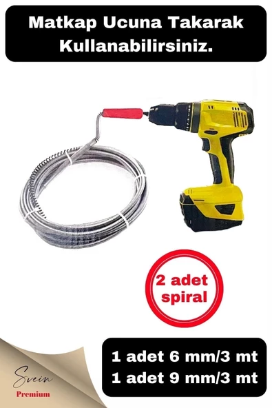 Pratik Ergonomik Matkap Ucu Boru Temizleme Ve Tıkanıklık Açma Spirali 3 Metre 2 Adet ürün görseli 1