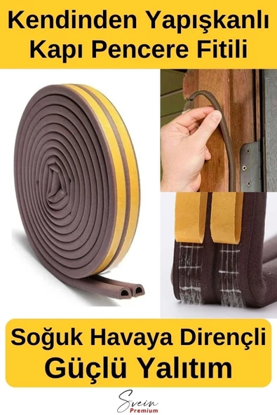 #Fitil Kapı Ve Pencere Soğuk Izolasyon Bandı Fitili Kendinden Yapışkanlı Kauçuk Yalıtım Bant 2x10 = 20 Mt ürün görseli 1