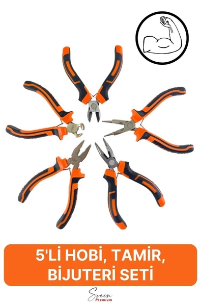 Mini Takı Bijuteri Seti Dayanıklı Kesme Kıvırma Pense Yan Keski Karga Burun Hobi Alet Takımı 5'li ürün görseli 1