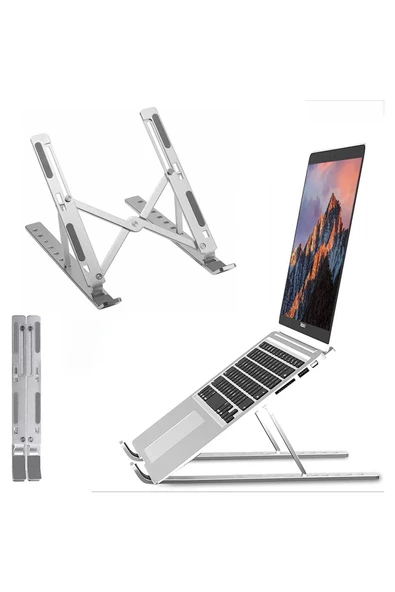 Taşınabilir Katlanır Kaymaz Ayarlı Metal Notebook Dizüstü Bilgisayar Yükseltici Laptop Standı ürün görseli 1
