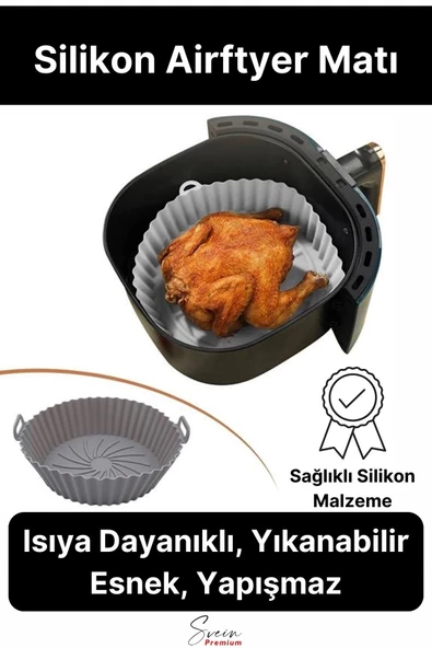 Isıya Dayanıklı Esnek Yıkanılabilir Yapışmaz Silikon Fırın Ve Airfryer Yuvarlak Model Pişirme Matı ürün görseli 1