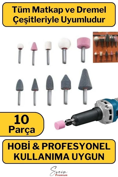 Hobi Gravür Dremel Taşlama Ucu Mini Metal Ahşap Oyma Seti Parlatma Çapak Alma 10 Parça Matkap Uyumlu ürün görseli 1
