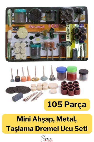 Hobi Gravür Dremel Taşlama Ucu Mini Metal Ahşap Oyma Seti Parlatma Çapak Alma 105 Parça Kalıpçı Seti ürün görseli 1