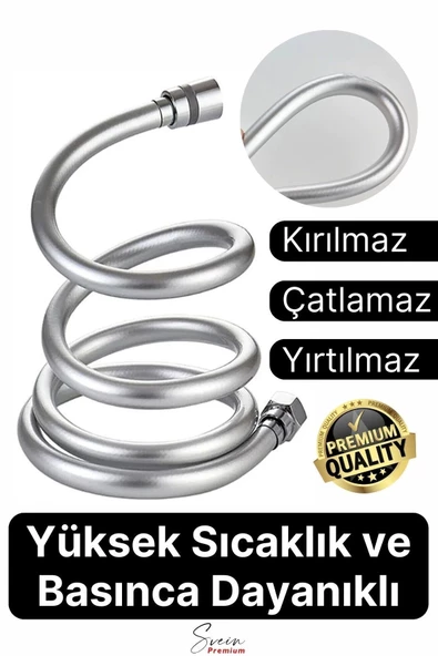 Gümüş Dayanıklı Esnek Kırılmaz Çatlamaz Patlamaz Sızdırmaz Pvc Banyo Duş Musluk Hortumu 1,5 Metre ürün görseli 1