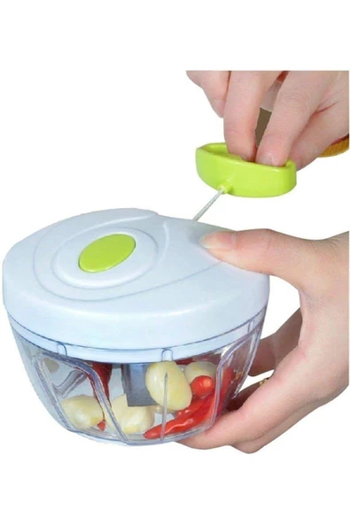 Premium Manuel 3 Bıçaklı Ipli Çekmeli Paslanmaz El Blender Kolay Hızlı Meyve Sebze Soğan Doğrayıcı ürün görseli 1