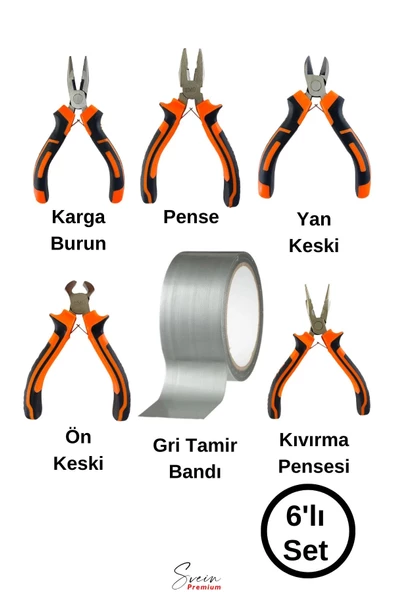 Mini Takı Hobi Karga Burun Yan Keski Pense Ön Keski Kıvırma Pensesi Çok Amaçlı Gri Tamir Bandı Seti ürün görseli 1