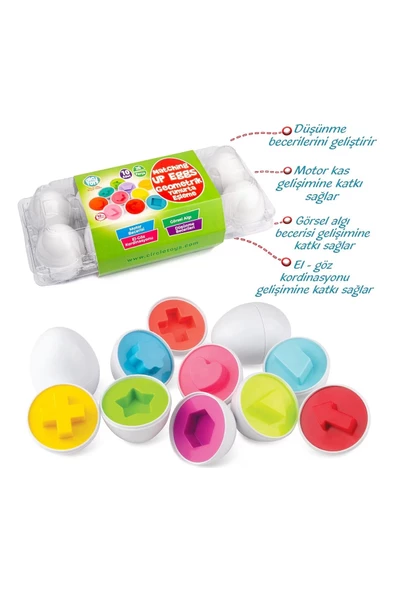 10'lu Geometrik Yumurta Eşleme Oyunu Şekilli Eğitici Öğretici Motor Gelişim Görsel Algı Oyuncak Toys ürün görseli 1