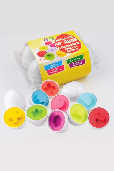 6'lı Geometrik Yumurta Eşleme Oyunu Şekilli Eğitici Öğretici Motor Gelişim Görsel Algı Oyuncak Toys ürün görseli 1