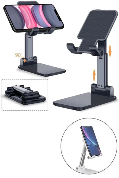 Katlanabilir Masaüstü Tablet ve Telefon Tutucu Stand Uzayabilen Kademeli Katlanır Pratik Portatif ürün görseli 1