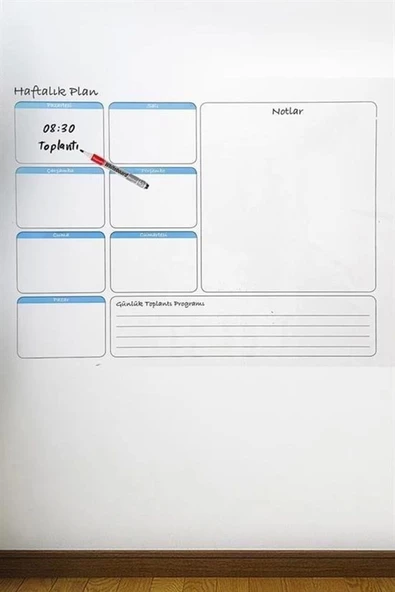 Kendinden Yapışkanlı Tutunabilen Haftalık Planlayıcı Manyetik Duvar Stickerı Takvim 100x60 cm ürün görseli 1