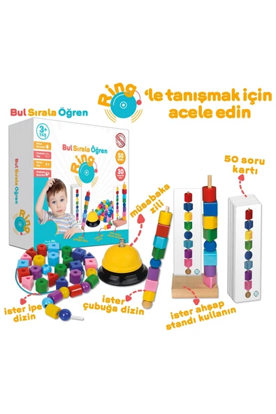Bul Sırala Öğren Line Up Ring Motor Beceri Uzamsal ve Görsel Algı Düşünme Becerisi Geliştirme Oyunu ürün görseli 1