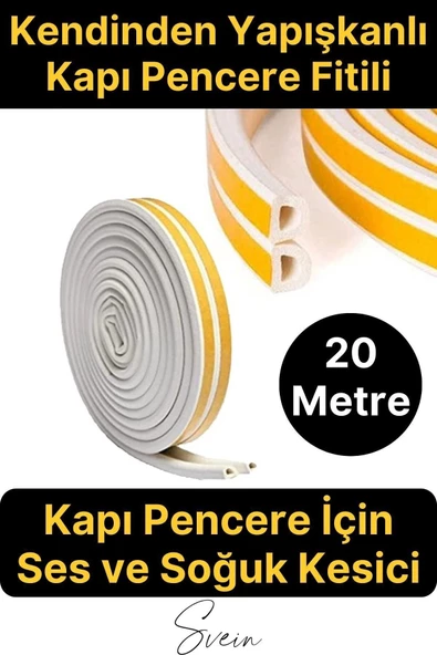 Pvc Doğrama Pencere Fitili İzolasyon Bandı Kendinden Yapışkanlı Beyaz Kauçuk Yalıtım Bant 2x10=20 Mt ürün görseli 1