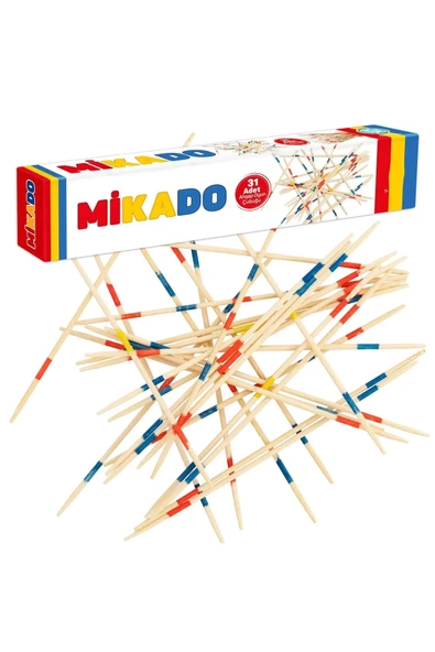 Ahşap Mikado Oyun Çubukları Mini Renkli Eğitici Motor Zeka ve Beceri Oyunu 31 Adet Çubuk ürün görseli 1