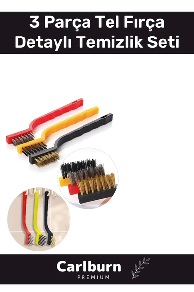 Sert Plastik Başlıklı 3 Parça Mutfak Ocak Fırın Davlumbaz Yağ Çıkarma Tel Fırça Detaylı Temizlik Set ürün görseli 1