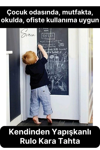 Büyük Boy Kendinden Yapışkanlı Rulo Kara Tahta Sticker Blackboard Siyah Okul İş İçin Yazı Tahtası ürün görseli 1