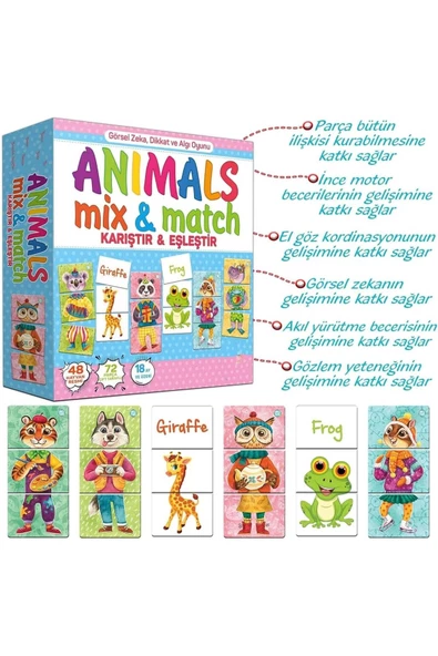 Premium Kutulu Eğitici Öğretici Animals Mix & Match Eşleştirme El Göz Koordinasyon Motor Beceri Oyun ürün görseli 1
