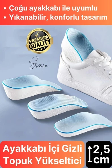 2,5 cm Boy Uzatıcı Tabanlık Gizli Topuk Yükseltici Ortopedik Rahat Konforlu Uzatan Unisex Eva Köpük ürün görseli 1