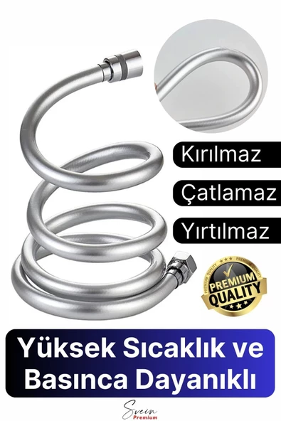 360 Derece Yüksek Kalite Esnek Kırılmaz Çatlamaz Paslanmaz Sızdırmaz Banyo Duş Musluk Hortum 1,5 mt ürün görseli 1